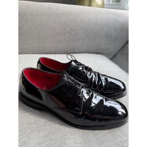 Allen Edmonds Spencer Mens 12 Black Patent Leather Tuxedo Dress Shoes Oxfords